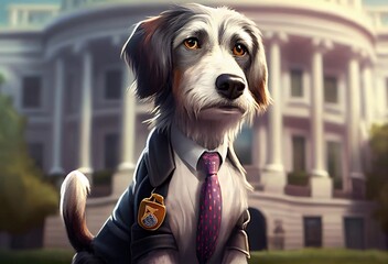Dog House Representative Giving Political Speech Generative AI