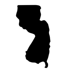 New Jersey black map on white background