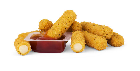 Fried mozzarella cheese sticks breaded
