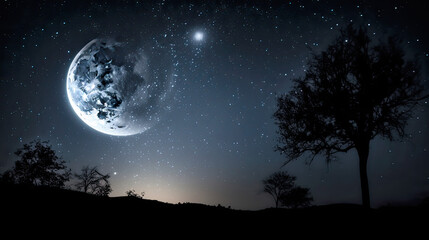 Fototapeta na wymiar full moon over a sky. Generative AI image.