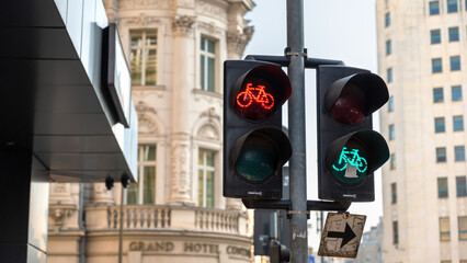 Traffic light for bicycles in Bucharest, Romania