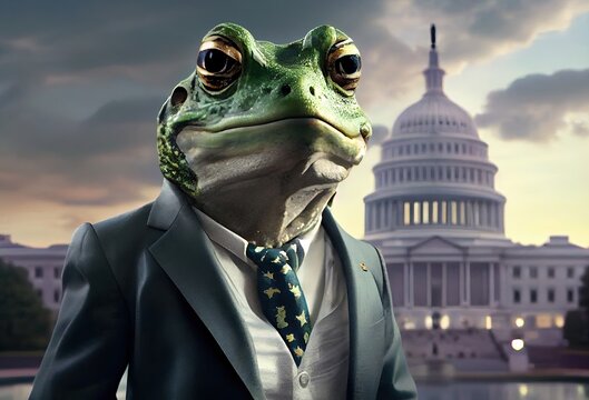 Frog Political Party Member Addressing The Public Generative AI