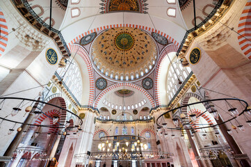 Obraz premium Interior of the Suleymaniye Mosque in Istanbul, Turkey