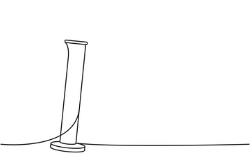 Graduated cylinder one line continuous drawing. Laboratory glass equipment continuous one line illustration. Vector minimalist linear illustration.