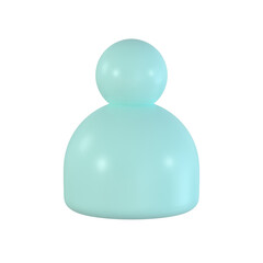 3D user icon on isolated background. 3D Person or People symbol or website admin social profile login communication website element concept. 3D rendering illustration. Minimal cartoon style.