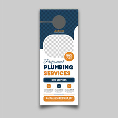 Plumbing door hanger vector template