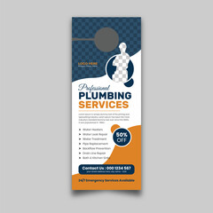 Plumbing door hanger vector template