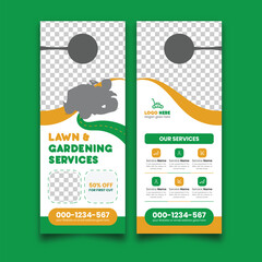 Lawn care door hanger vector template