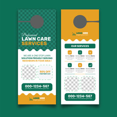 Lawn care door hanger vector template