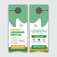 Lawn care door hanger vector template