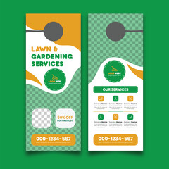 Lawn care door hanger vector template