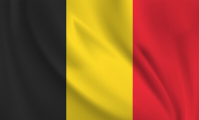 Belgium flag waving in the wind. 3D rendering vector illustration.