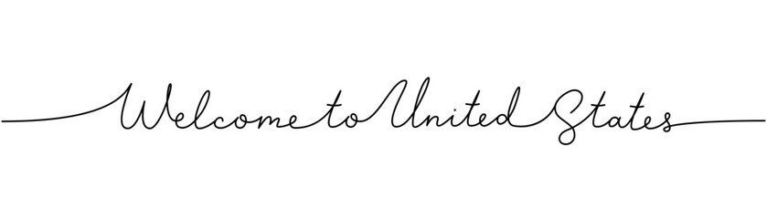 Welcome to United States - word with continuous one line. Minimalist phrase illustration. United States country - continuous one line illustration.