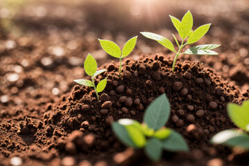 Seed germinating in soil. Generative AI