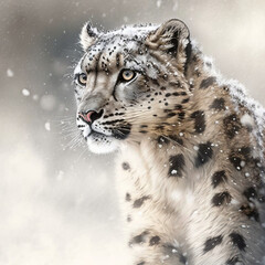 Fototapeta na wymiar Snow leopard. Generative AI. 
