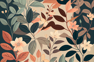 Modern exotic leaves pattern. Collage contemporary pattern