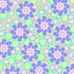 quadratische fläche gefüllt mit einer vielzahl verschiedener blüten in verschiedenen harmonisch abgestimmten farben, ästhetic modern art