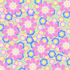 quadratische fläche gefüllt mit einer vielzahl verschiedener blüten in verschiedenen harmonisch abgestimmten farben, ästhetic modern art