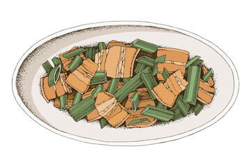 Twice cooked pork. A traditional Chinese food