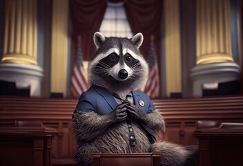 Raccoon Politician Giving Political Speech Generative AI