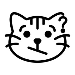 confused cat line icon