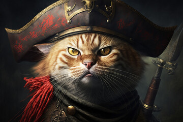 Pirate cat. Generative AI.