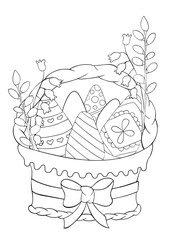 Easter basket easter eggs coloring page for kids spring easter A3