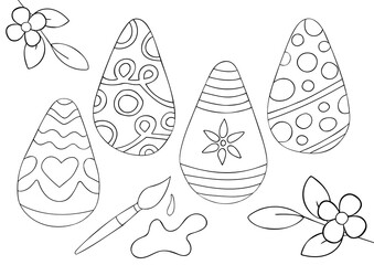 Easter eggs coloring page for kids spring easter A3