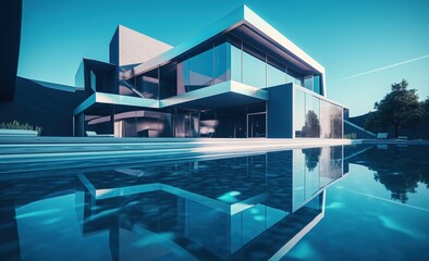 Fototapeta premium Real estate building background, a beautiful residence illustration by generative ai