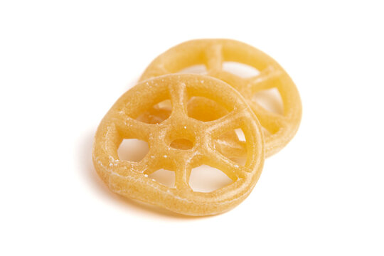 Raw Wheel Fryums Isolated on a White Background