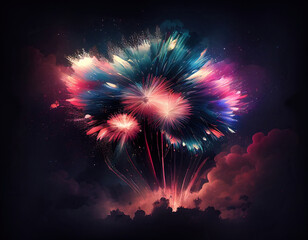 Fototapeta na wymiar A beautiful fireworks display, 4th of July, Independence Day, America. Generative AI