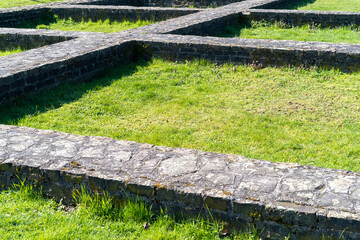 stone foundation on the meadow