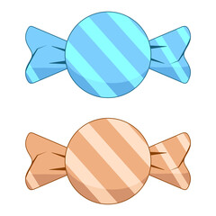 Drawn candy caramel, chocolate in wrapping paper, vintage style, decor element, wallpaper, background