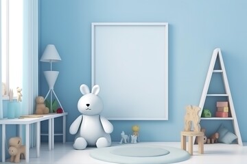 Modern minimalist nursery room in Scandinavian style. Baby room interior in light colours | Interior of playroom | Interior of modern children's room, Generative AI