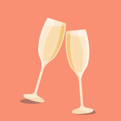 Two glasses of champagne. Holiday content.