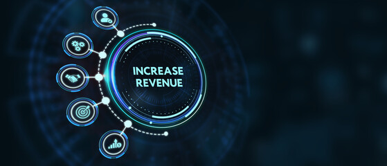 Increase revenue concept. Business, Technology, Internet and network concept. 3d illustration