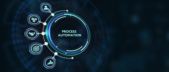 Business process automation, industrial technology innovation, optimization concept. 3d illustration
