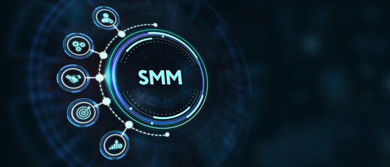 Business, Technology, Internet and network concept. SMM Social Media Marketing. 3d illustration