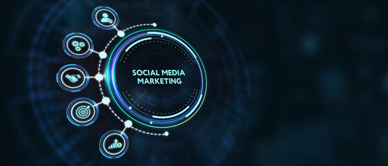 Business, Technology, Internet and network concept. SMM Social Media Marketing. 3d illustration