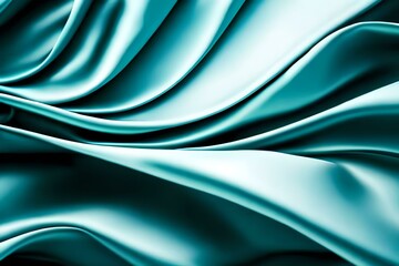 Black blue green abstract background. Dark green silk satin texture background. Beautiful wavy soft folds on the surface of the fabric. Teal elegant background with copy space for design. Web banner.