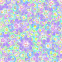 quadratische fläche gefüllt mit einer vielzahl verschiedener blüten in verschiedenen harmonisch abgestimmten farben, modern art