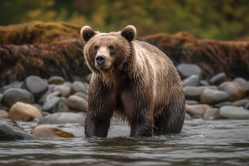 Grizzly bear in Alaska in forest.