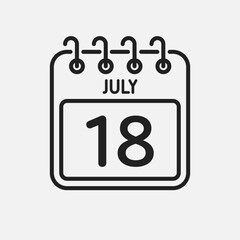 Icon page calendar day - 18 July
