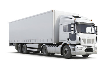 Truck with container isolated on white, cargo transportation, illustration generative AI