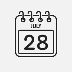 Icon page calendar day - 28 July