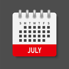 Vector template icon page calendar, month July