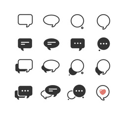 Speech Bubble Sign Thin Line Icon Set Communication or Dialog Smartphone Concept. Vector illustration of Icons