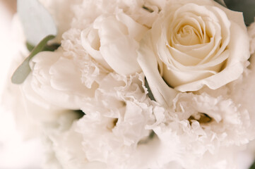 Bridal bouquet, flowers close-up, soft focus