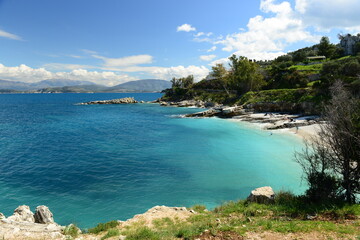 Kassiopi, Corfu island, Greece- Beautiful beaches on the North of the island in Spring.