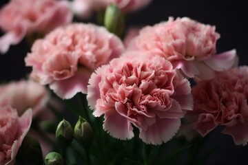 Pink carnations background, bokeh Generative AI